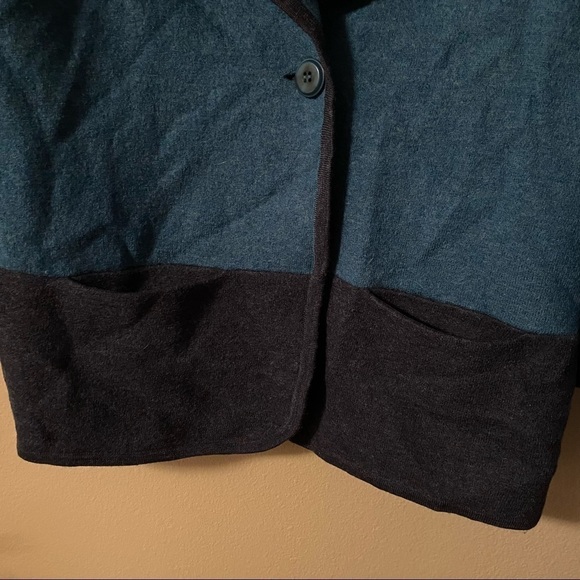 Amber Sun Cardigan Women’s Size Small Teal Black 100% Merino Wool Cardigan - Picture 3 of 14